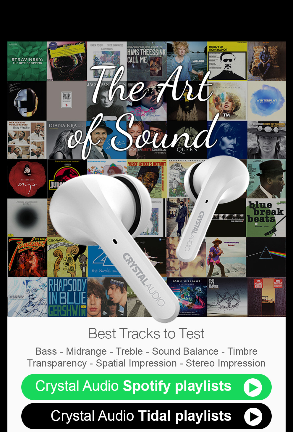 Playlist , spotify , tidal , best tracks bass , best tracks midrange , best tracks treble , best tracks spatial impression , best tracks timbre , best tracks stereo impression , best tracks sound balance , best tracks transparency , best tracks to test yo